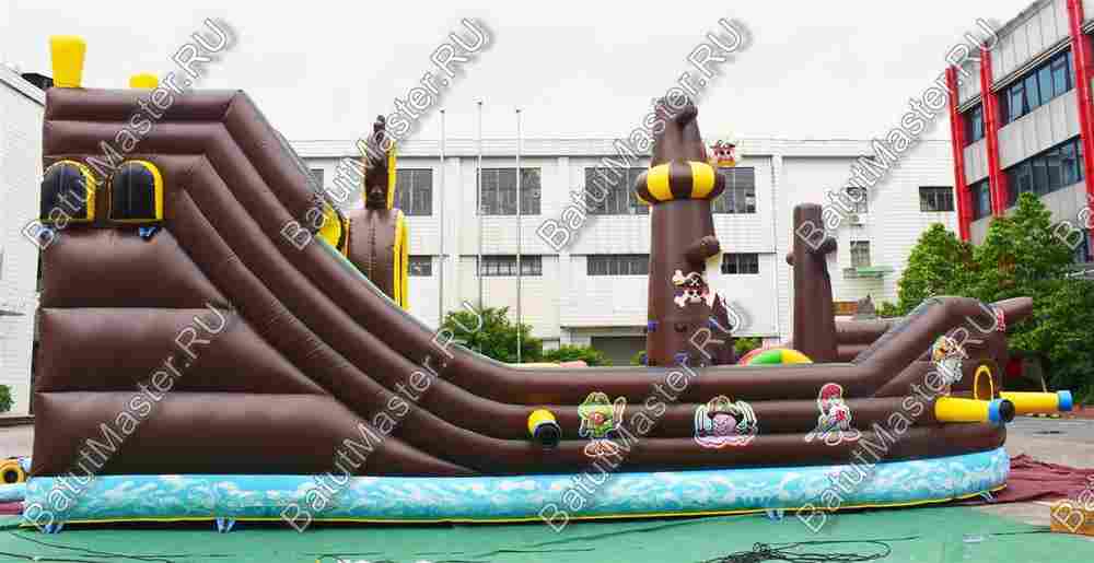 Большой надувной батут-горка "Фрегат" 11*5*5 м