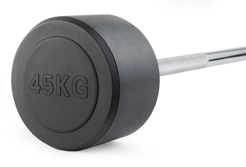 Штанга неразборная обрезиненная 45 кг. Прямой гриф. VictoryFit VF-DX4450