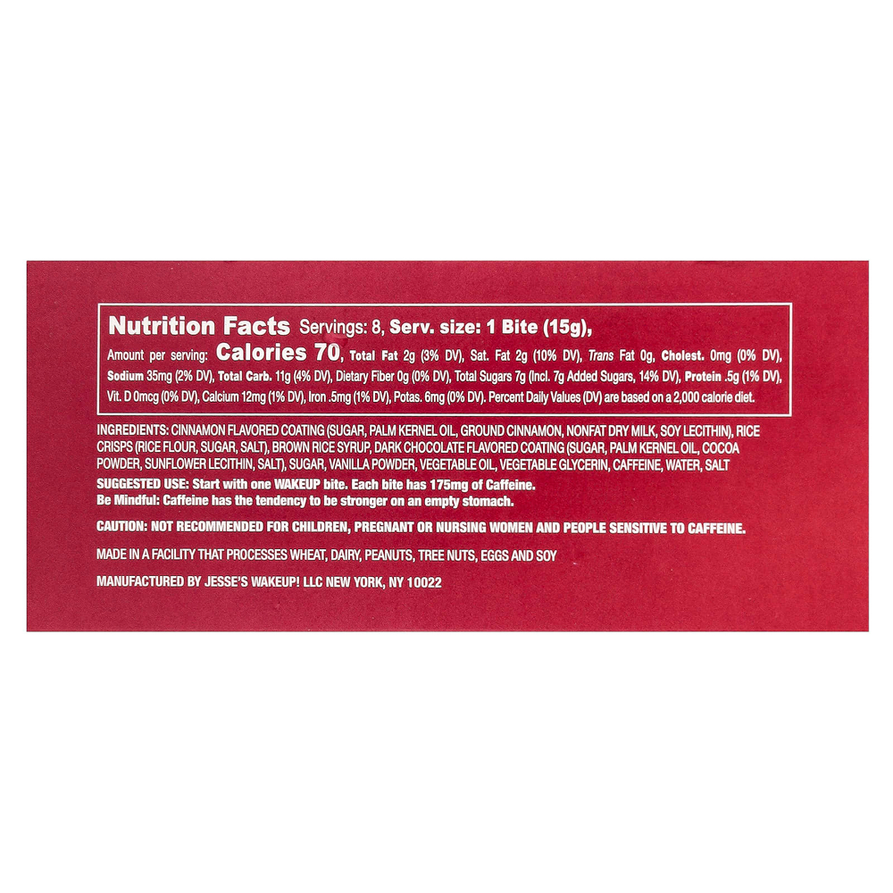 Jesse's WAKEUP!, Rice Crisp Bites, хрустящая корочка с корицей, 8 пакетиков по 15 г (0,53 унции)