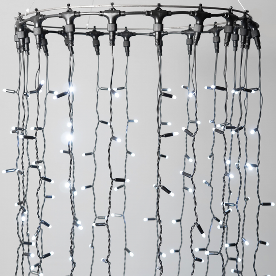 Светодиодный занавес 2*3 м., 600 LED, холодный белый, статика, черный провод каучук, LTC (ECO602-1-2W)