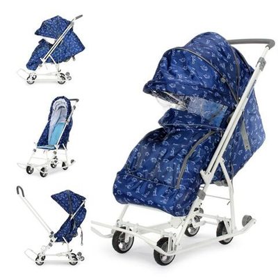 Санки-коляска "Наши Детки 3-1К" с динозавриками