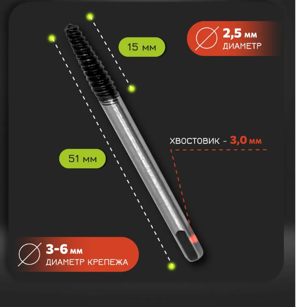 Набор экстракторов квадратный, 5 шт, хром-ван. сталь