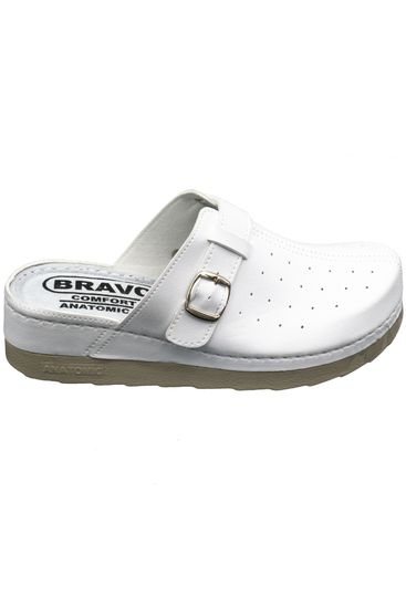 701 | "Aleksandra" |  Белые женские медицинские сабо с закрытым носом