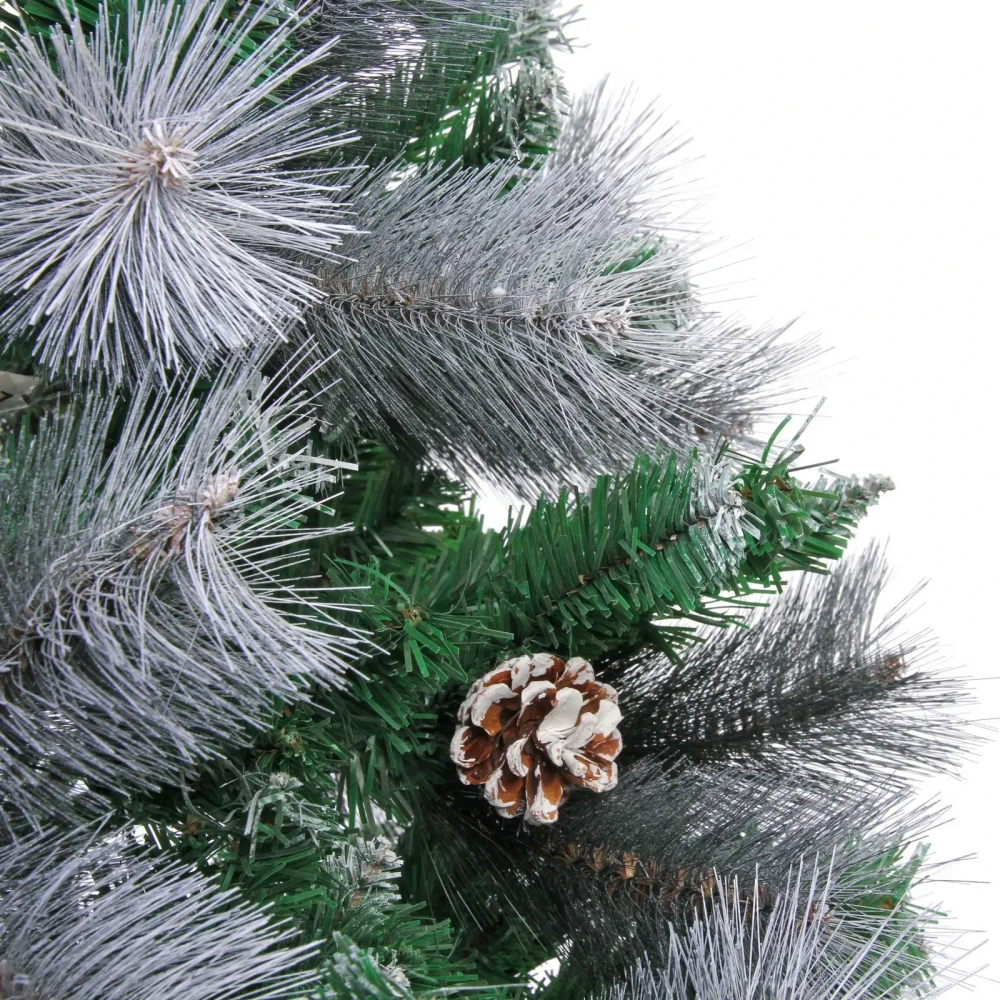 Ёлка «Богемия» 180 см, ПВХ+Леска, шишки, белое напыление (680 веток)