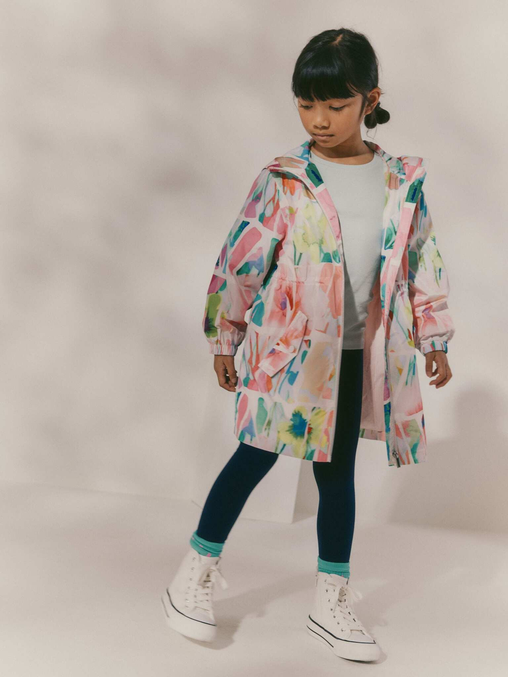 Дождевик для девочки Next E25-196, Кремовый, Розовый, Синий