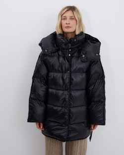 Пуховик со съемным капюшоном из нейлона Монклер черный