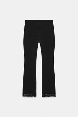 ZARA ЭЛАСТИЧНЫЕ БРЮКИ MINI FLARE, ЧЕРНЫЙ