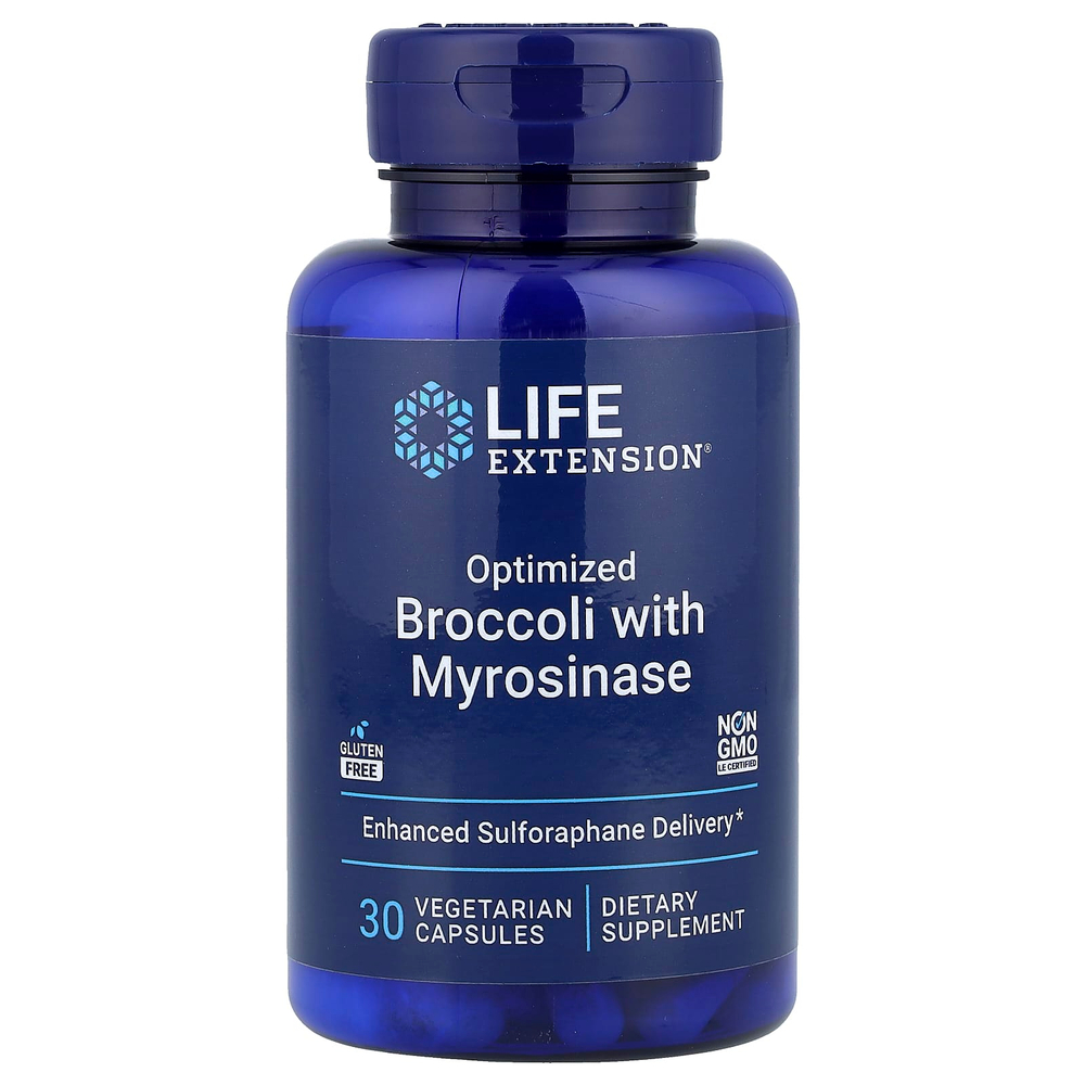 Life Extension, Оптимизированная брокколи и мирозиназа, 30 вегетарианских капсул