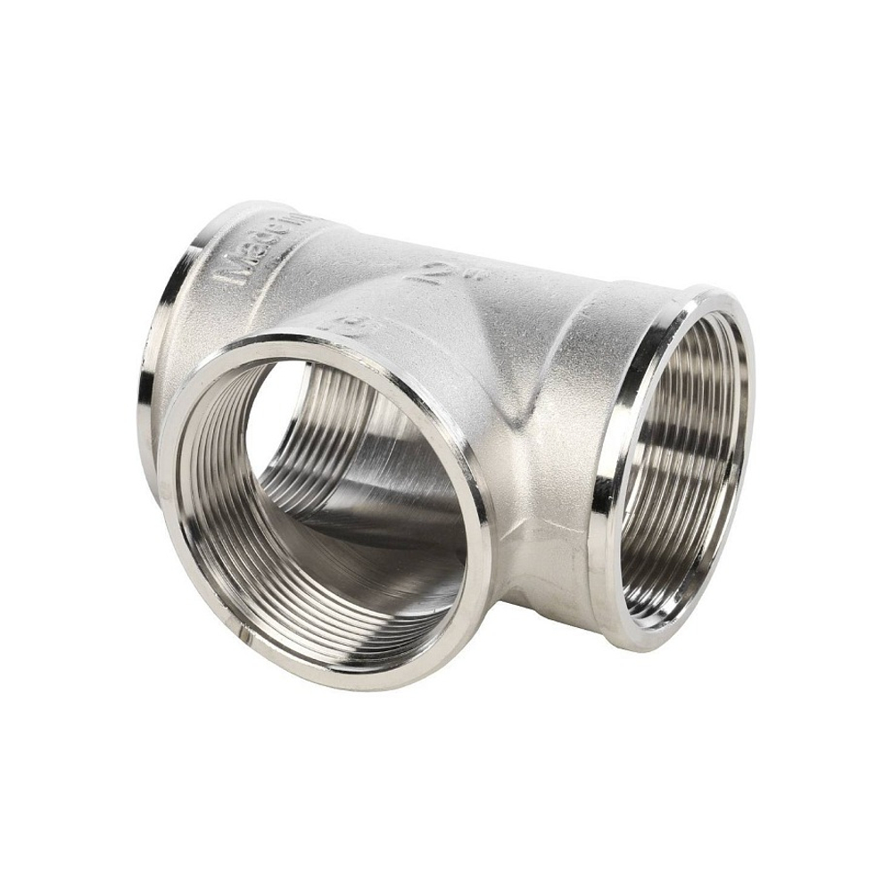 Тройник с внутренней резьбой STOUT SFT 0020 - 2" (для стальных труб, латунь никелированная)