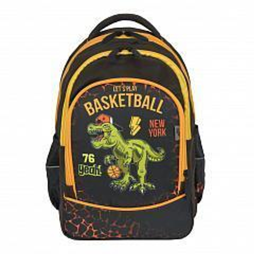 Ранец школьный Гармония 40*28*18см, анатом. спинкой, 1 отдел, 2 кармана, 2 боковых кармана "Дино" (