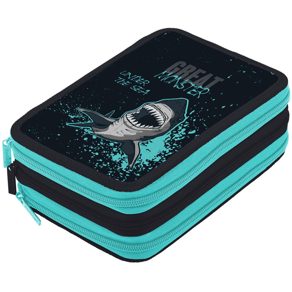 Пенал 3 отделения 200х140х60 Berlingo Sea monster 3, ткань