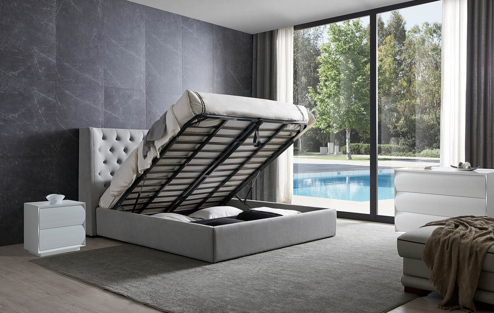 Кровать GC1726 серая с ящиком для белья