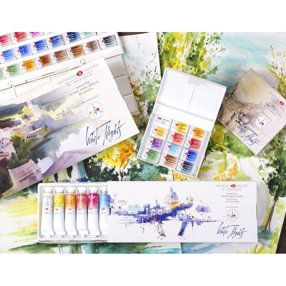 Акварель Невская палитра, Белые ночи IWS, 12 цв., художественная, 10 мл, картонная упаковка