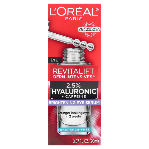 L'Oréal, Revitalift Derm Intensives®, осветляющая сыворотка для кожи вокруг глаз, без отдушки, 20 мл (0,67 жидк. унции)