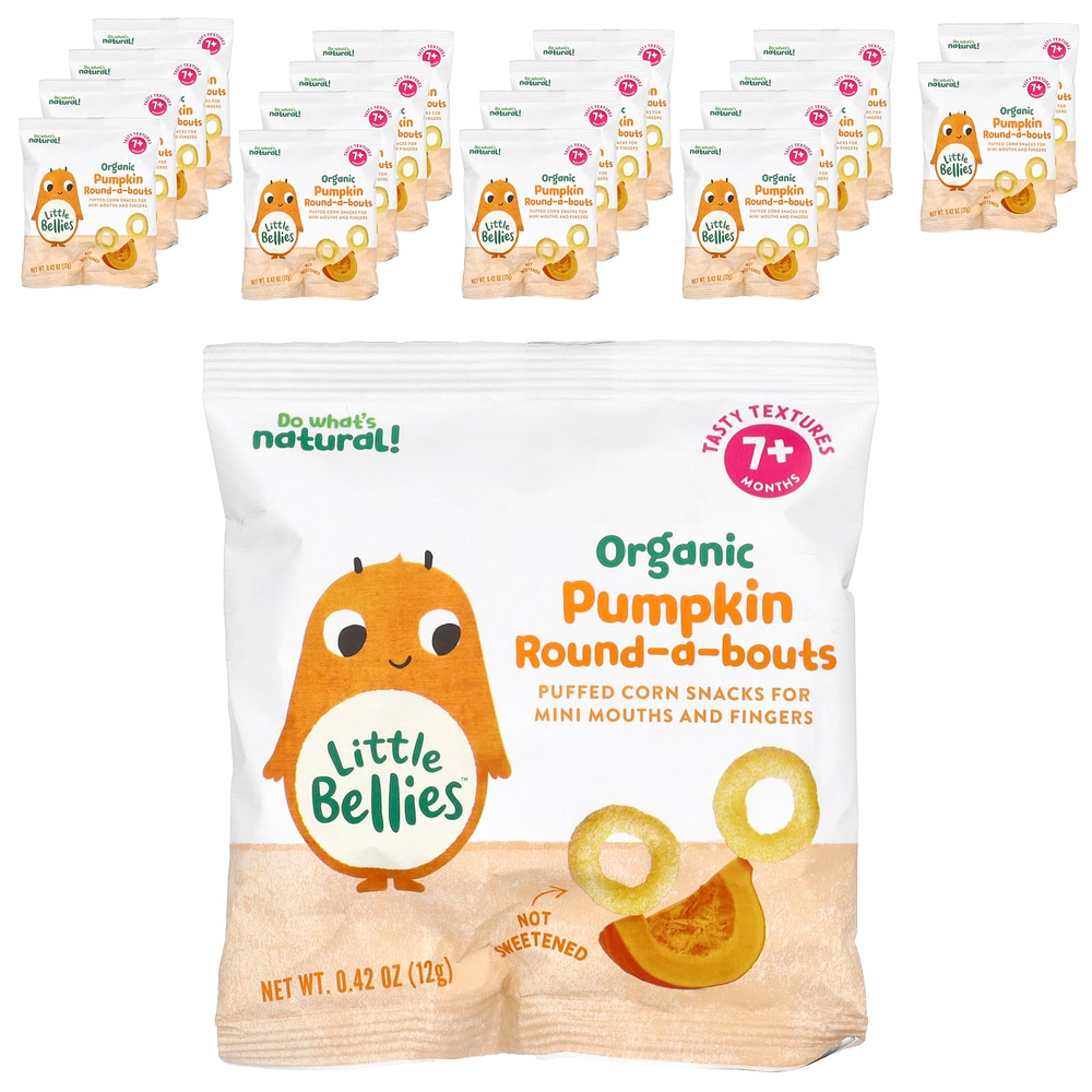 Little Bellies, Органические круглые таблетки, от 7 месяцев, тыква, 18 пакетиков по 12 г (0,42 унции)