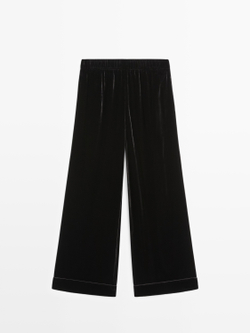 Massimo Dutti Широкие бархатные брюки, черный