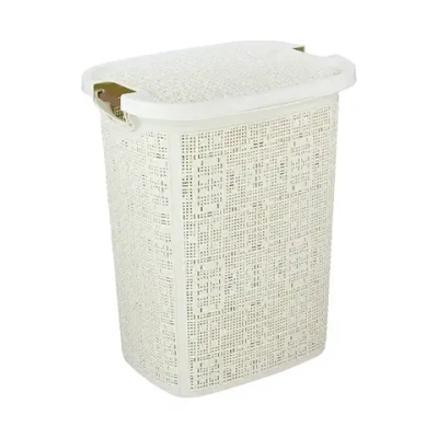 Корзина для белья БЯЗЬ 30л белый ротанг