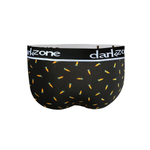 Черные мужские трусы-брифы с вырезом и принтом в виде морковок (Размер: L) (Цвет: черный)