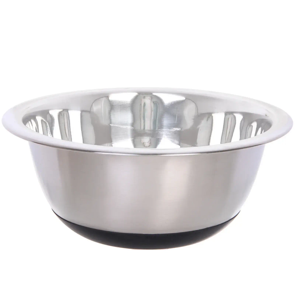 Миска из нержавеющей стали на силиконовом основании 3л 28см с широким краем