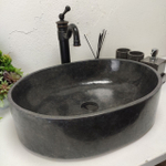 Каменная раковина из мрамора Oval Black Tin Lip MO-01369 (52*38*14)