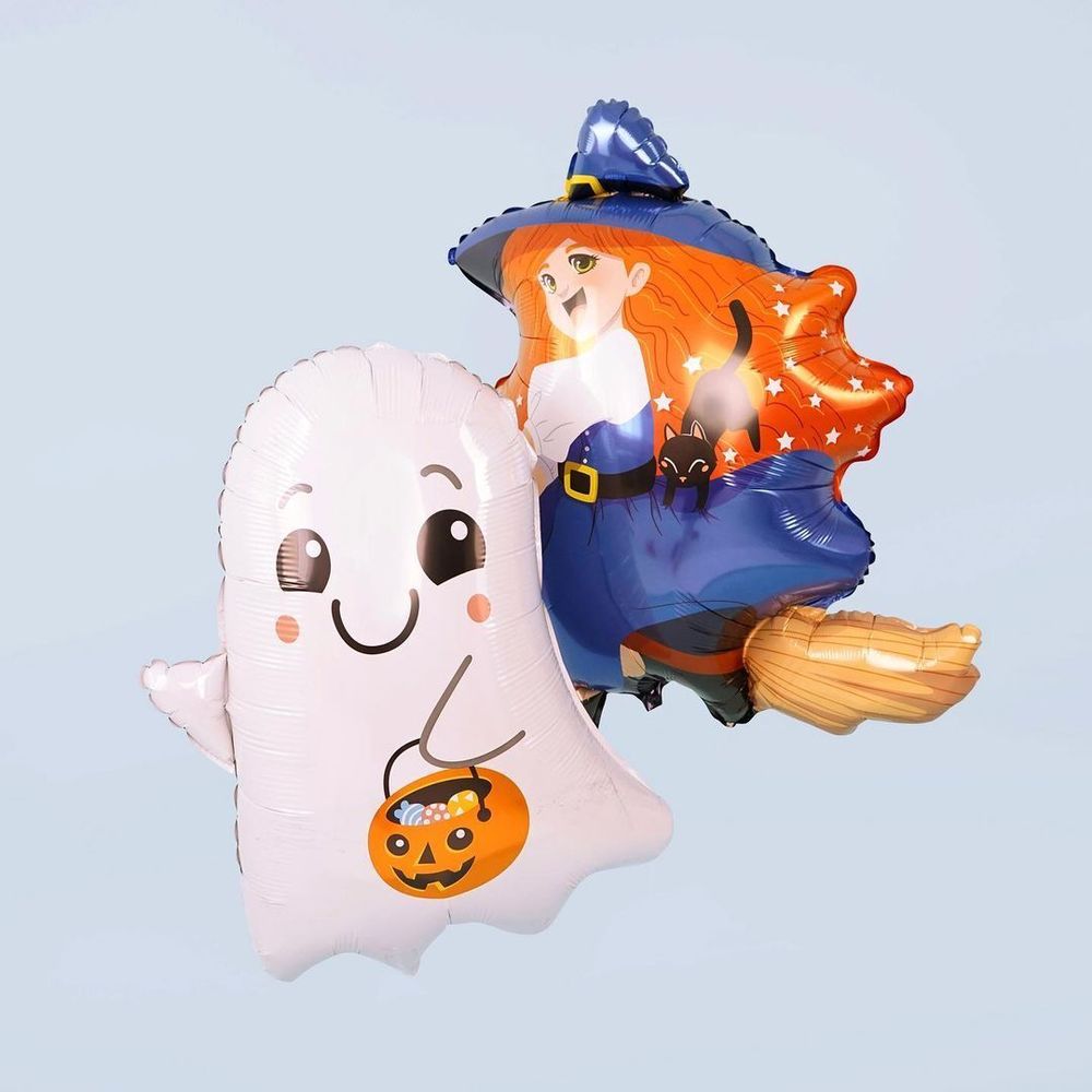 Шар-фигура, фольга, "Хэллоуин. Ведьма на метле" (FM), 36"/91 см (БГ-37)  Изображение3