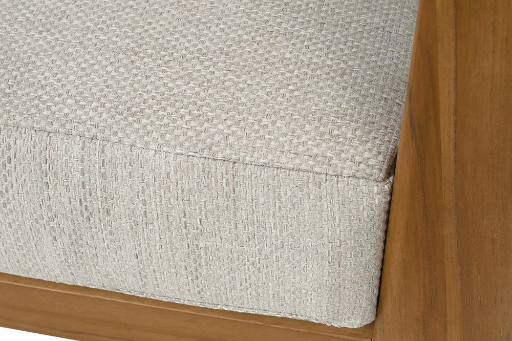 "Сидней" диван 2-местный плетеный из роупа, основание тик, каркас алюминий бежевый, роуп бежевый, ткань бежевая