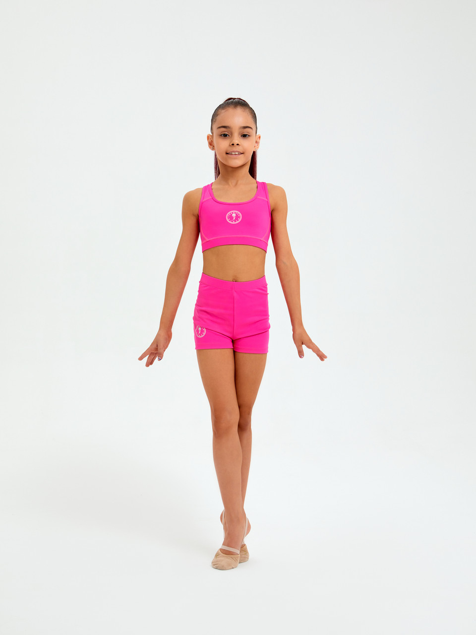 B16210V-FF232 	Шорты спортивного назначения для занятий гимнастикой для девочек (розовый) фото 3
