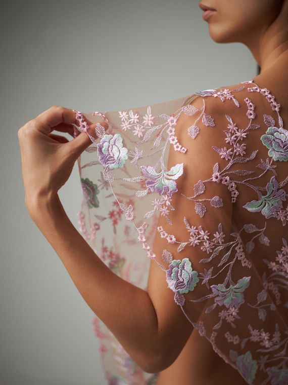 05-126 Вышивка на неэл. сетке 22 см, Мираж, бежевый/лиловый/розовый/ментол