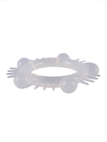 Эластичное эрекционное кольцо с шишечками и шипами (Цвет: белый)