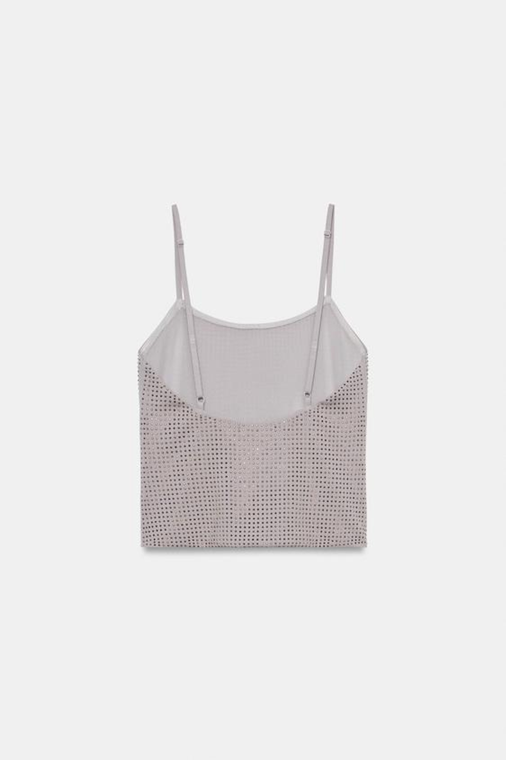 ZARA ТОП НА БРЕТЕЛЯХ С БЛЕСКОМ, ТЕМНО-СЕРЫЙ