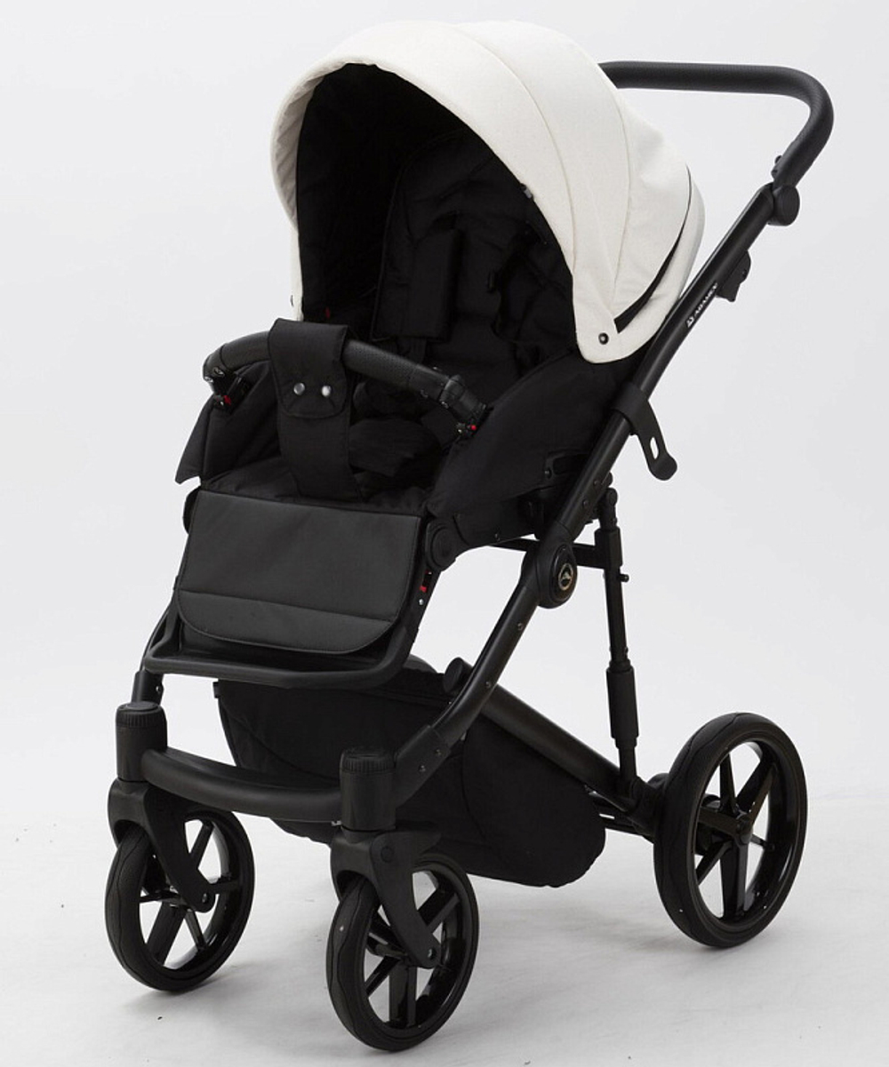 Детская коляска Adamex Mobi 2 в 1 M-PS106 (КРЕМОВЫЙ+ЗОЛОТО БЛЕСТКИ+КРЕМ.КОЖА)