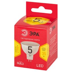 Лампочка светодиодная ЭРА RED LINE LED MR16-5W-827-GU5.3 R GU5.3 5 Вт софит теплый белый свет