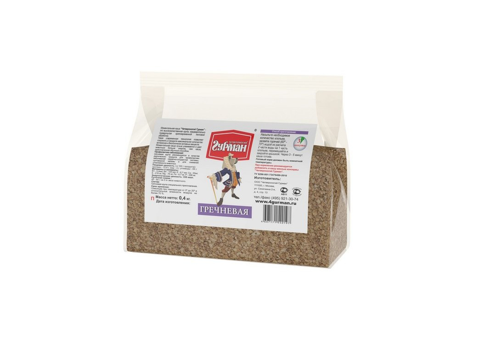 Четвероногий Гурман Каша д/собак Гречневая, пакет 400гр