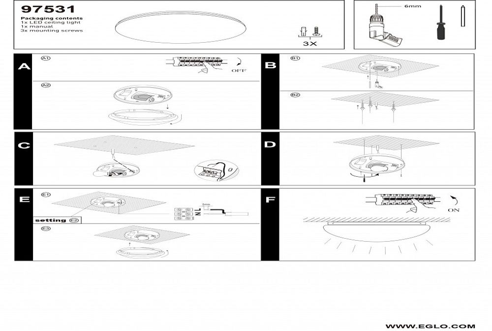 Накладной светильник Eglo Bari-M 97531