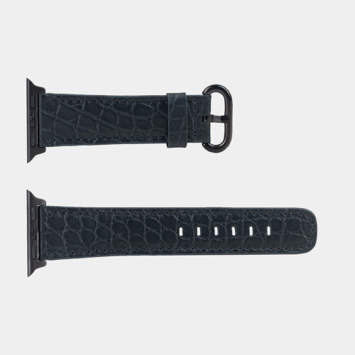 Ремешок для Apple Watch 40/41/42 mm из кожи аллигатора,темно-синего цвета