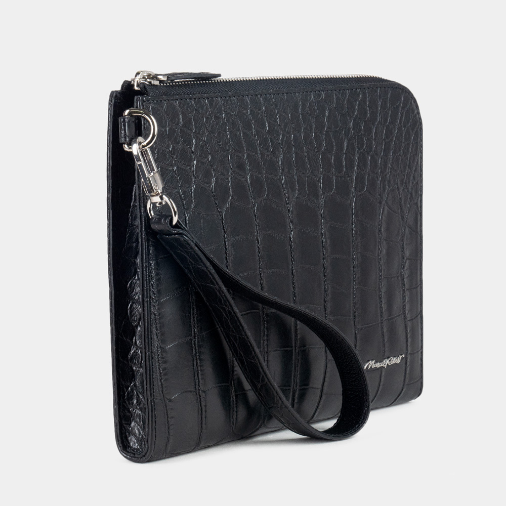 Сумка мужская Hector из кожи аллигатора, черного цвета