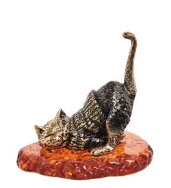 Народные промыслы AM-2002 Фигурка «Кот» (латунь, янтарь)