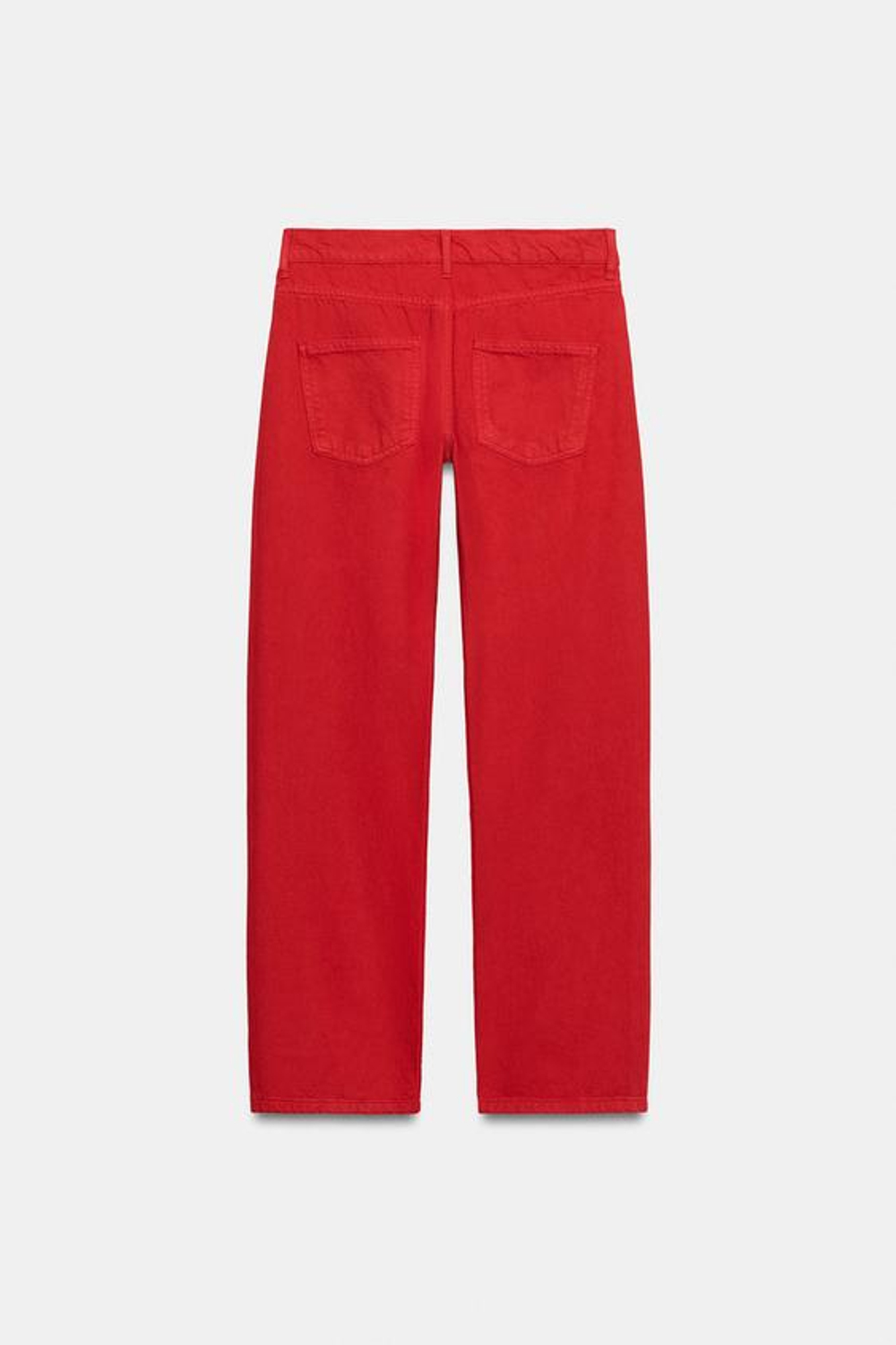 ZARA ДЖИНСЫ ПРЯМОГО КРОЯ СО СРЕДНЕЙ ПОСАДКОЙ — ZW COLLECTION, КРАСНЫЙ