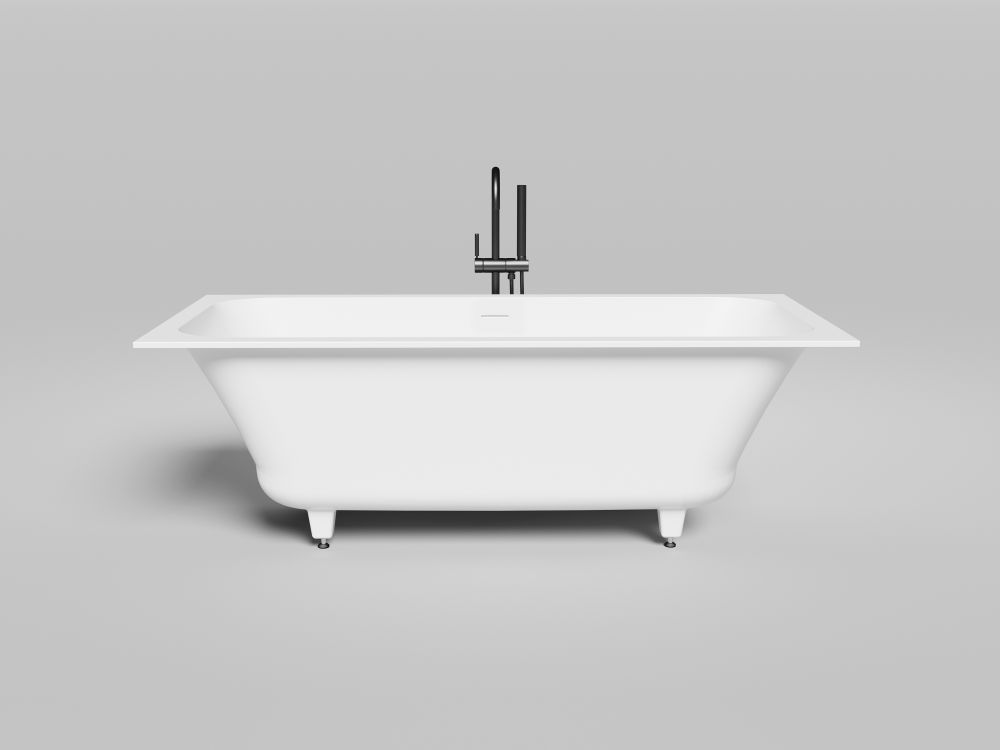 DROP SYMMETRY EDGE Ванна 170x75 встраиваемая с прямоугольной чашей, интегрированный слив-перелив по центру, белый матовый BT-DRPSYMEG-17075-OF-WM