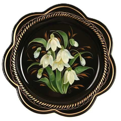 Жостовский поднос декоративный, размер 18 см (A1), металлический