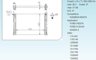 Kular - 46578-KLR - Radiator, engine cooling