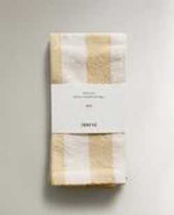 ZARA HOME НАБОР САЛФЕТОК С ТКАНЫМ УЗОРОМ В ПОЛОСКУ (2 ШТ.), ЖЕЛТЫЙ