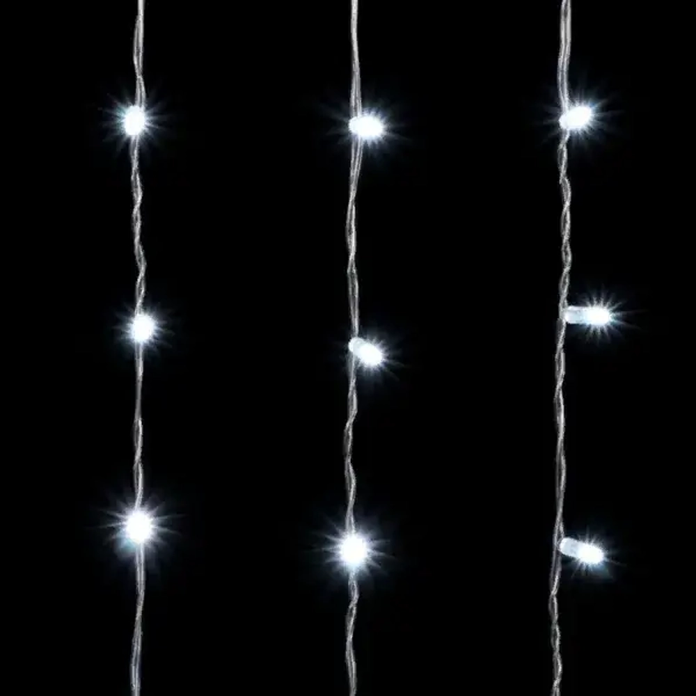 Светодиодный занавес с колпачком 1*6 м., 600 белых LED ламп, прозрачный провод ПВХ, IP65, LTC (PCL601CAP-10-2W)