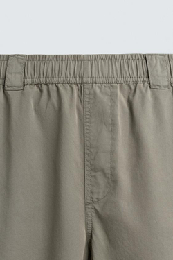 ZARA ХЛОПКОВЫЕ БРЮКИ RELAXED FIT, СВЕТЛЫЙ ХАКИ