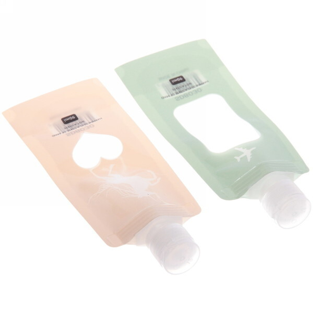 Набор косметических ёмкостей 2 герметичных пакета «Travel», микс 4 цвета (90мл*2)