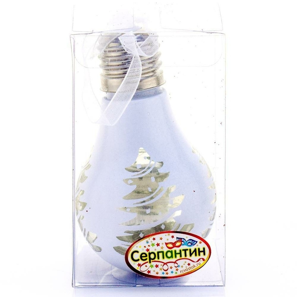 Подвеска ЛАМПА с подсветкой 6*9 см "Ёлочка", Белый (подсветка Теплый белый)