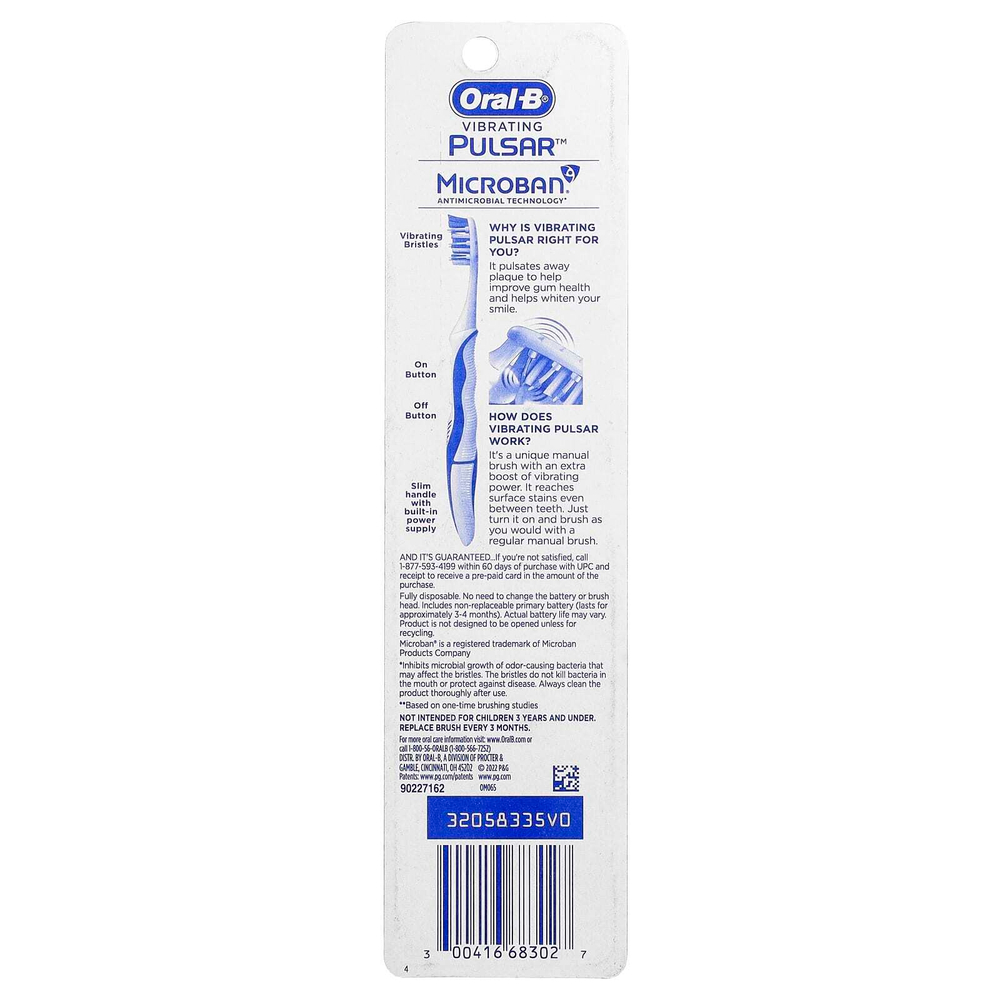 Oral-B, Pro-Health, Pulsar, зубная щетка на батарейках, средняя, 2 шт. в упаковке