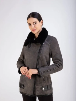 Дубленка авиатор женская натуральная зимняя