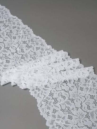 Эластичное кружево холодное белое ширина 17 см