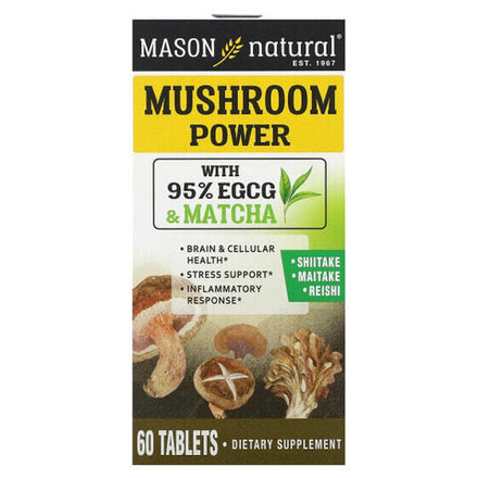 Грибы Mason Natural, Mushroom Power, 60 таблеток